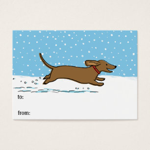 Cartes De Visite Dachshund Winter Holiday mignon Wiener Chien Tags