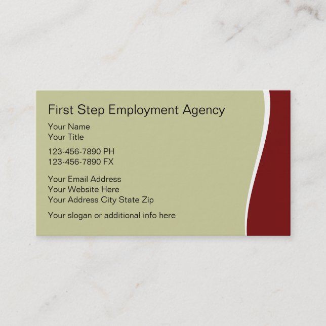Cartes de visite d'agence de placement (Devant)