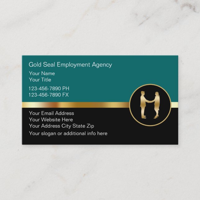 Cartes de visite d'agence d'emploi chic (Devant)