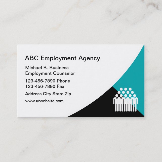 Cartes de visite d'agence d'emploi moderne (Devant)