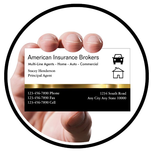 Cartes de visite d'agent d'assurance élégantes (Créateur téléchargé)