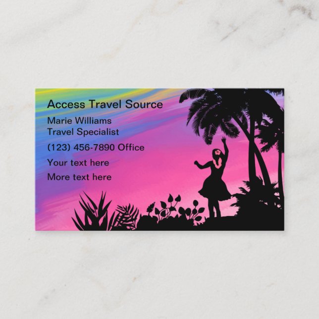 Cartes de visite d'agent de voyage colorées (Devant)