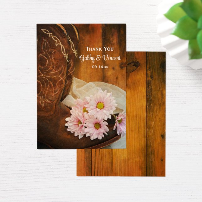 Cartes De Visite Daisies Cowboy Boots Mariage campagnard Favoriser  (Bureau)