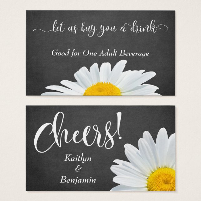 Cartes De Visite Daisies, Écriture Blanche & Tableau Noir | Billets (Devant & derrière)