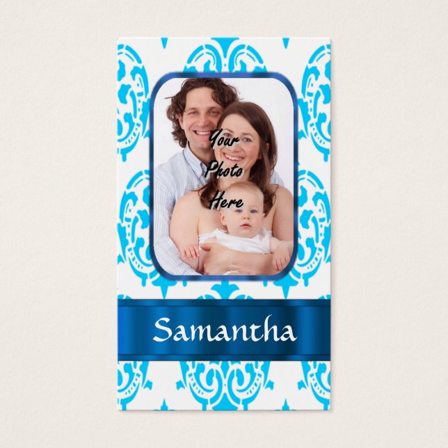 Cartes De Visite Damas blanc et bleu (Devant)