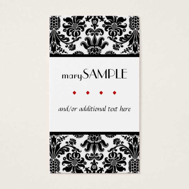 Cartes De Visite Damas noir et blanc (Devant)