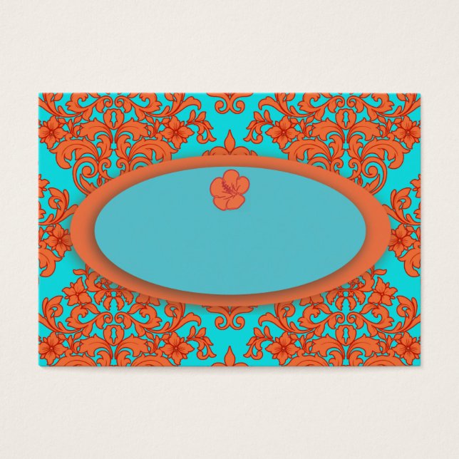 Cartes De Visite Damas orange et turquoise (Devant)