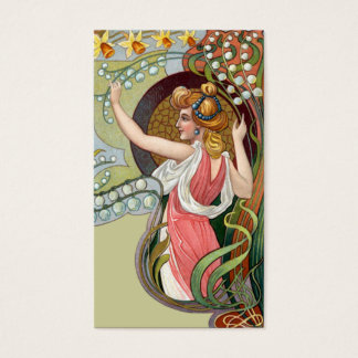 Cartes De Visite Dame Art Nouveau avec Lily de la Vallée