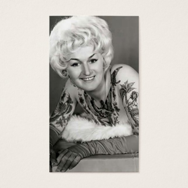 Cartes De Visite Dame tatouée des années 60 (Devant)