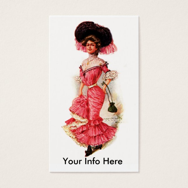 Cartes De Visite Dame victorienne en Robe Rose (Devant)