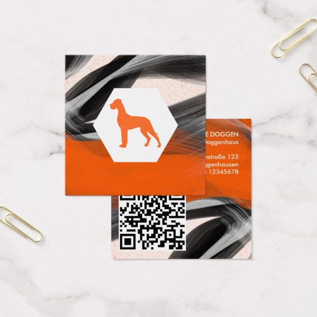 Cartes De Visite Dane moderne abstrait Orange  (Bureau)