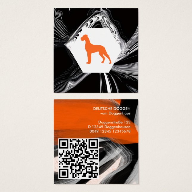 Cartes De Visite Dane moderne abstrait Orange  (Devant & derrière)