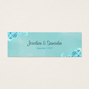 Cartes De Visite Dark Aqua Blue Floral Petits mariages Favor Tags