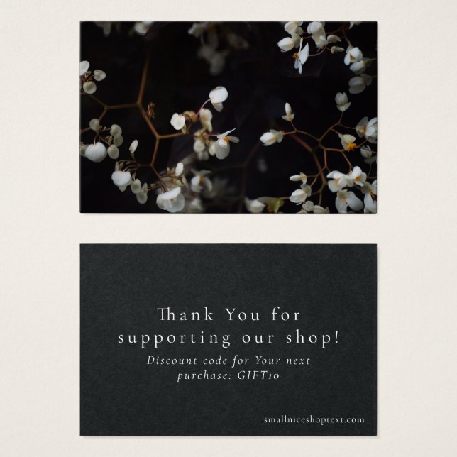 Cartes De Visite Dark elegant shop thank you card with discount (Devant & derrière)