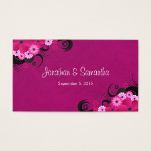Cartes De Visite Dark Fuchsia Floral Large Wedding Favor Tags