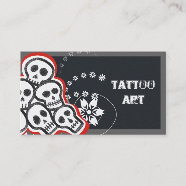 Cartes de visite d'art tatouage - Crânes (Devant)