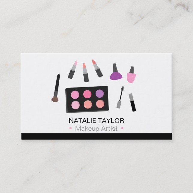 Cartes de visite d'artiste en maquillage de mode m (Devant)