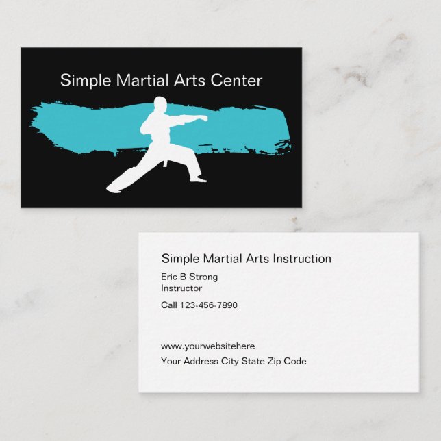 Cartes de visite d'arts martiaux simples (Devant / Derrière)