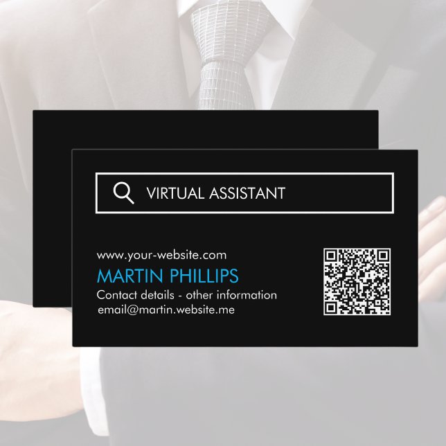 Cartes de visite d'Assistant virtuel avec code QR (Créateur téléchargé)