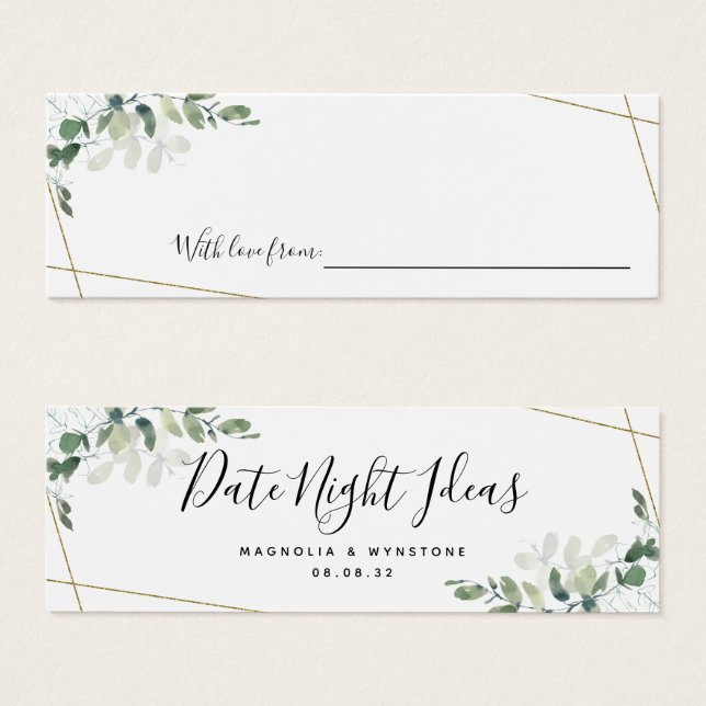 Cartes De Visite Date Night Ideas Eucalyptus Mariage Fête des marié (Devant & derrière)