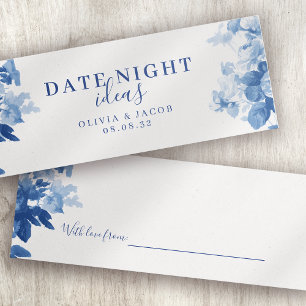 Cartes De Visite Date Nuit Idées Blue Floral Fête des mariées Maria