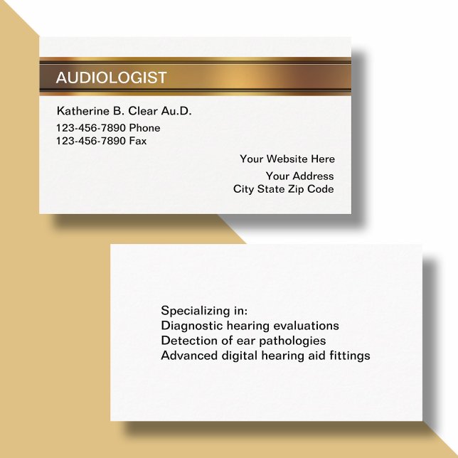 Cartes de visite d'audiologiste Classy Hearing (Créateur téléchargé)