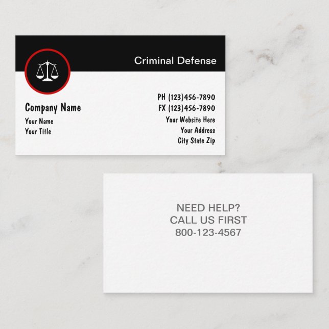 Cartes de visite d'avocat (Devant / Derrière)