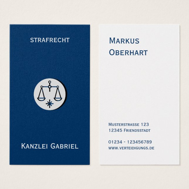 Cartes de visite d'avocat (Devant & derrière)