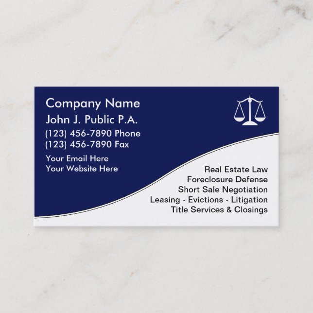 Cartes de visite d'avocat (Devant)