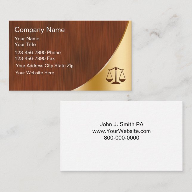 Cartes de visite d'avocat (Devant / Derrière)
