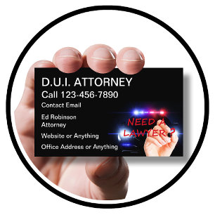 Cartes de visite d'avocat de la défense DUI Design