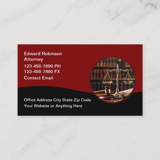 Cartes de visite d'avocat de style moderne et chic (Devant)