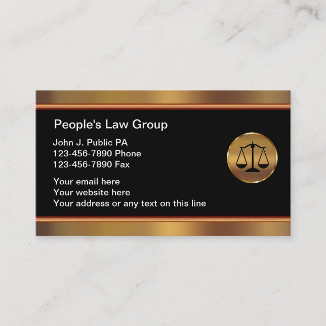 Cartes de visite d'avocat élégantes (Devant)