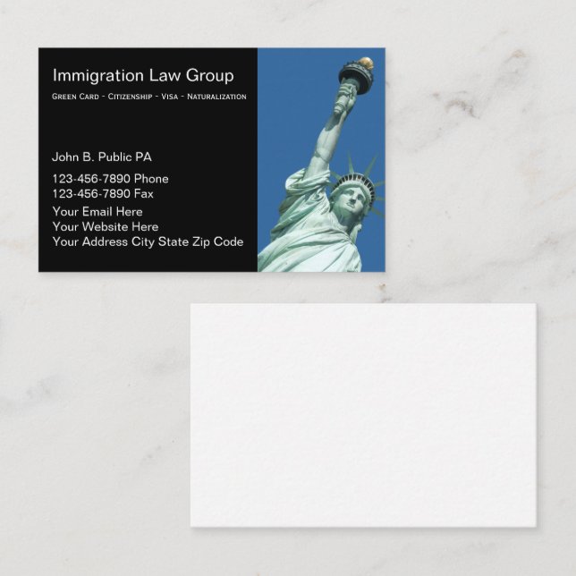 Cartes de visite d'avocat en droit de l'immigratio (Devant / Derrière)