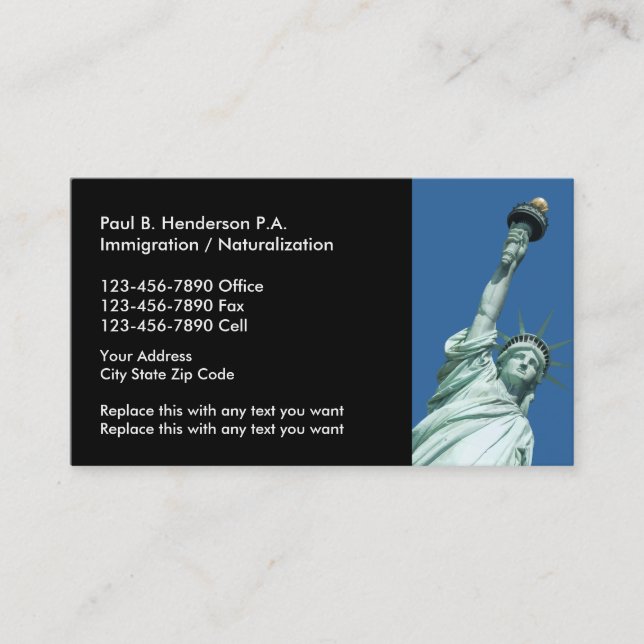 Cartes de visite d'avocat en immigration (Devant)