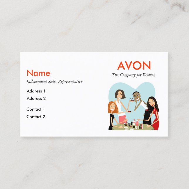 Cartes de visite d'Avon avec l'information sociale (Devant)