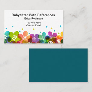Cartes de visite de babysitter colorées et mignonn