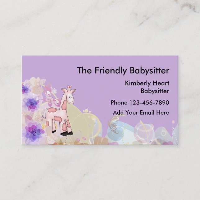 Cartes de visite de babysitter mignonnes (Devant)