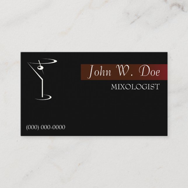 Cartes de visite de barman de mixologie (Devant)