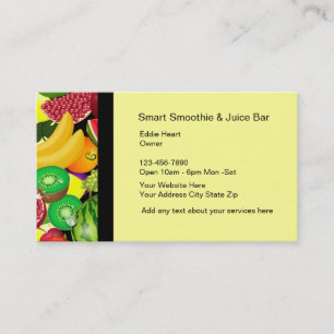 Cartes de visite de barre de Smoothie et de fruit