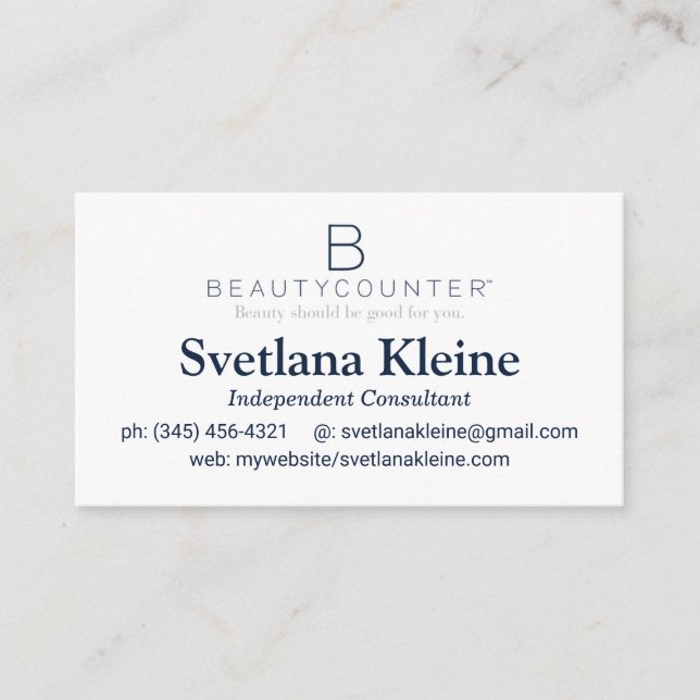Cartes de visite de Beautycounter, jamais les (Devant)