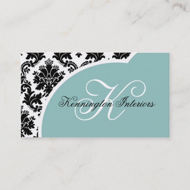 Cartes de visite de Blue Black Damask (Devant)