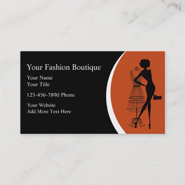 Cartes de visite de boutique de vêtements (Devant)