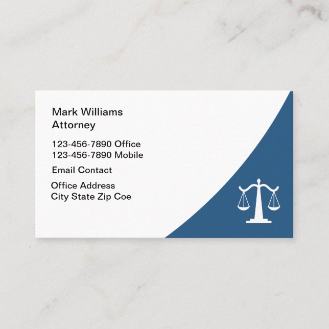 Cartes de visite de cabinet d'avocat simple (Devant)