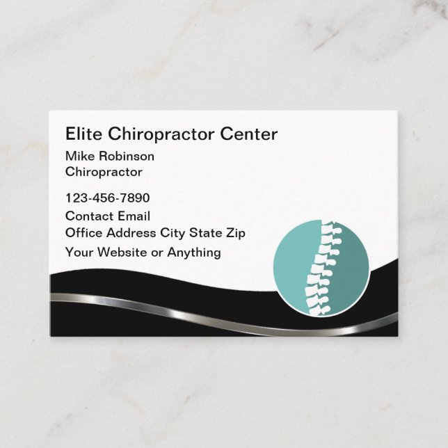 Cartes de visite de cabinet de chiropratique chic (Devant)