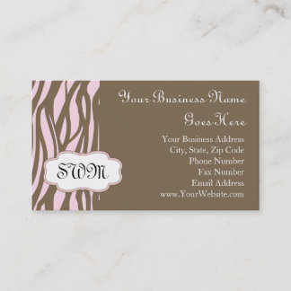Cartes de visite de cadre de monogramme rose et Br