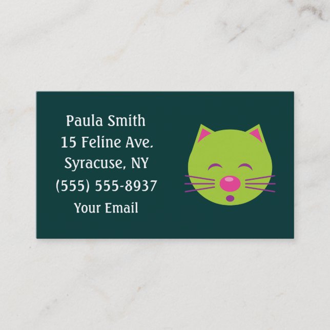 Cartes de visite de Chat Vert Sleepy (Devant)