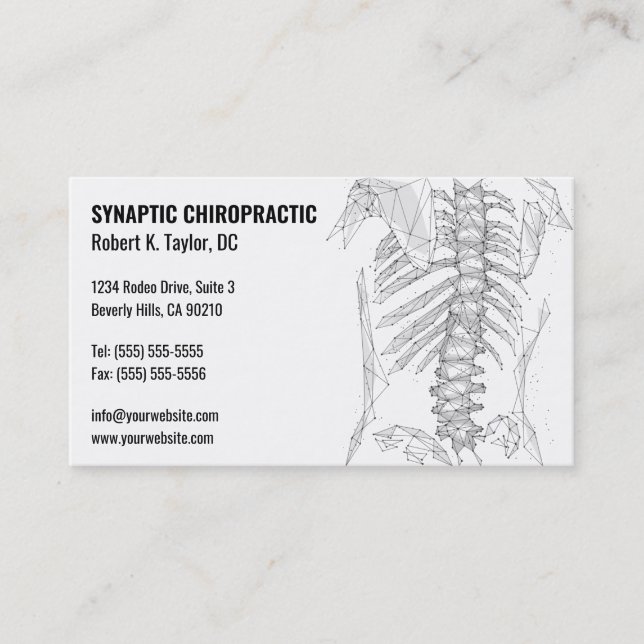 Cartes de visite de chiropratique de la colonne ve (Devant)