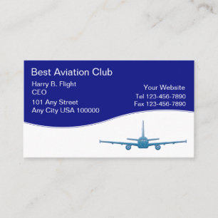 Cartes de visite de club d'aviation