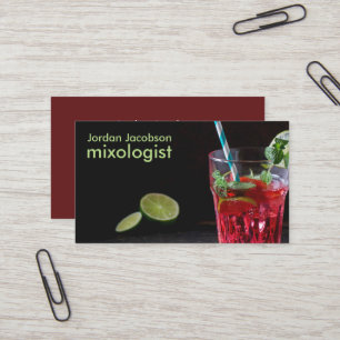 Cartes de visite de cocktails rouges